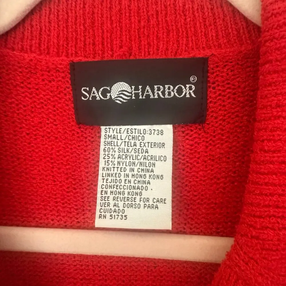 Vintage Sage Harbor Size Small Silk Blend Red Sweater